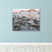 Toile Sunrise Flakstad et Skagsanden Beach (Insitu (Plancher de Bois))