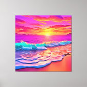 Toile Sunset Beach Waves Design (Recto)