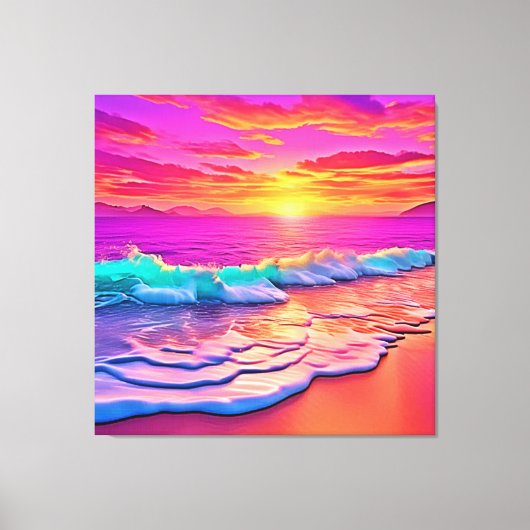 Toile Sunset Beach Waves Design (Recto)