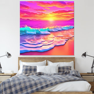 Toile Sunset Beach Waves Design