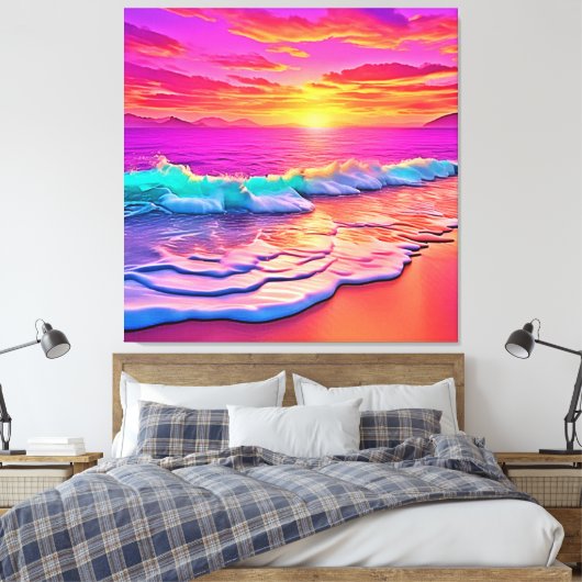 Toile Sunset Beach Waves Design (Insitu(Chambre))