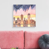 Toile Sunset Cityscape | Peinture aquarelle (Insitu(Salon))