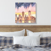 Toile Sunset Cityscape | Peinture aquarelle (Insitu(Chambre))