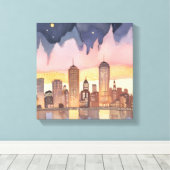 Toile Sunset Cityscape | Peinture aquarelle (Insitu (Plancher de Bois))