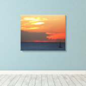 Toile Sunset Clouds and Sailboat Seascape (Insitu (Plancher de Bois))