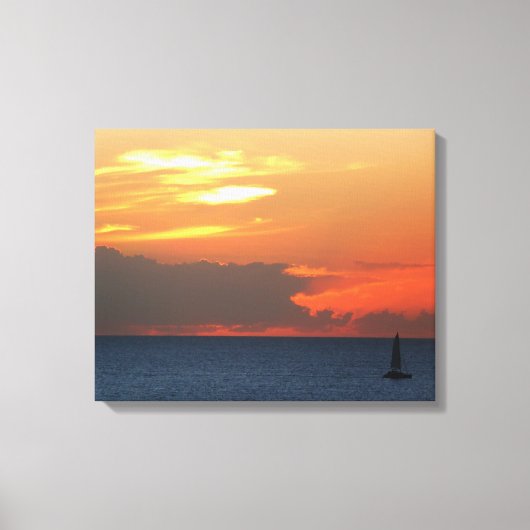 Toile Sunset Clouds and Sailboat Seascape (Recto)