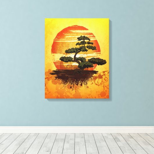 Toile Sunset de Bonsai Tree (Insitu (Plancher de Bois))