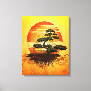 Toile Sunset de Bonsai Tree