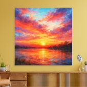 Toile Sunset Lake - Pastel Painting Style Art (Insitu(Salon))