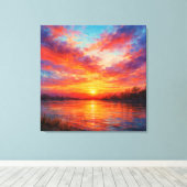 Toile Sunset Lake - Pastel Painting Style Art (Insitu (Plancher de Bois))
