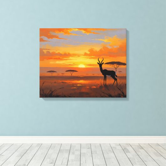 Toile Sunset Majesty in the Savannah – Abstract Gazelle (Insitu (Plancher de Bois))