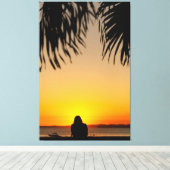Toile Sunset Silhouette: Tropical Serenity (Insitu (Plancher de Bois))