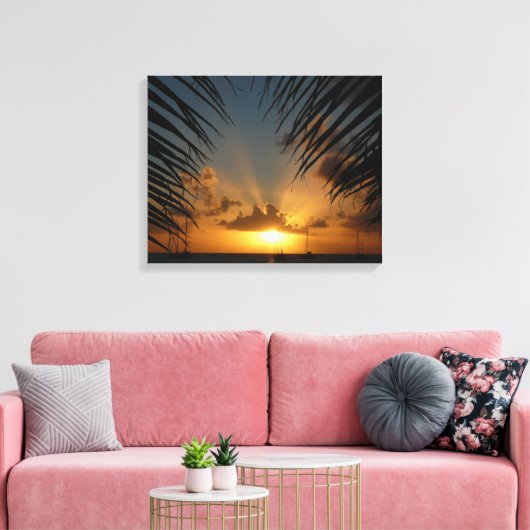 Toile Sunset Through Palm Fronds (Insitu(Salon))