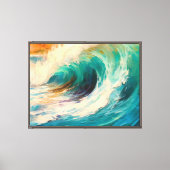 Toile Sunset Wave Bold Ocean Art Turquoise et Burning Or (Recto)