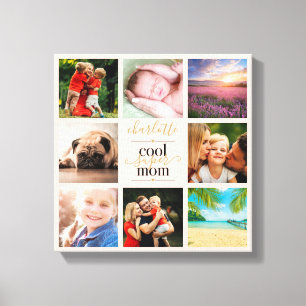 Toile Super Maman Cool 8 Photo Rose Pâle Personnalisé