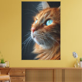 Toile Superbe Chat Roux Fluffy de Profil - Yeux Bleus (Insitu(Salon))