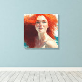 Toile Superbe Tête de Rouge émergente de l'eau (Insitu (Plancher de Bois))