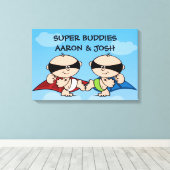 Toile Superhero Twin Boys personnalisées Canvas Wall Art (Insitu (Plancher de Bois))