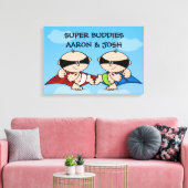 Toile Superhero Twin Boys personnalisées Canvas Wall Art (Insitu(Salon))
