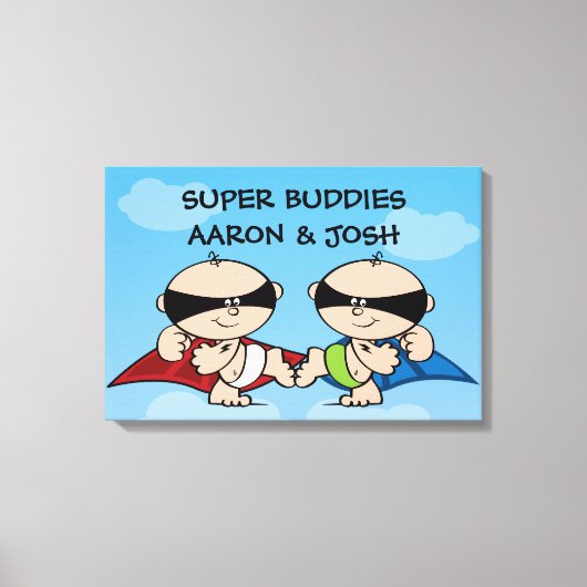 Toile Superhero Twin Boys personnalisées Canvas Wall Art (Recto)