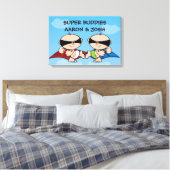 Toile Superhero Twin Boys personnalisées Canvas Wall Art (Insitu(Chambre))