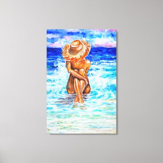 Toile Sur le rivage - Peinture à l'aquarelle (Recto)