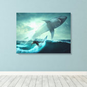 Toile Surf avec requins (Insitu (Plancher de Bois))