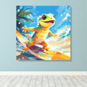 Toile Surf Gecko Riding Les Vagues (Insitu (Plancher de Bois))