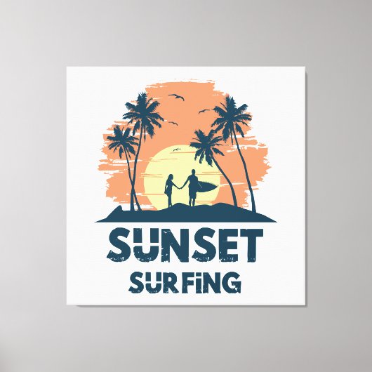 Toile Surf - Surf au coucher du soleil (Recto)