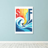 Toile SURF Wave Surfer – Retro Surf Lifestyle Art (Insitu (Plancher de Bois))