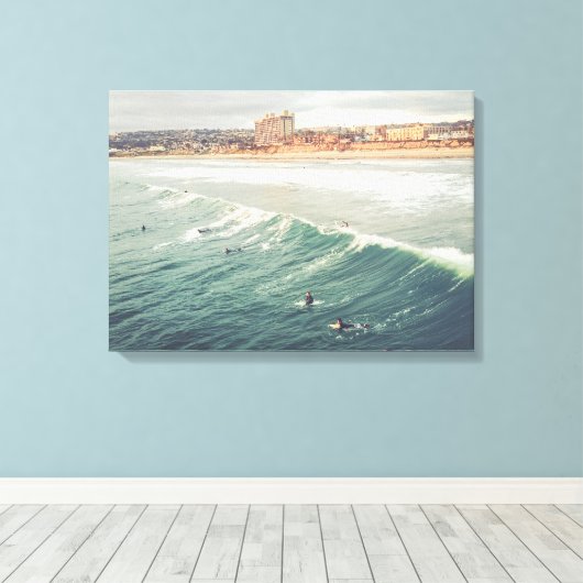 Toile Surfer Wall Art, Pacific Beach San Diego Canvas (Insitu (Plancher de Bois))