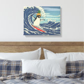 Toile Surfing penguin Ukiyo-e style "Ride the Wave" (Insitu(Chambre))