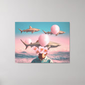 Toile Surreal Dreamscape with Sharks and Balloons (Recto)