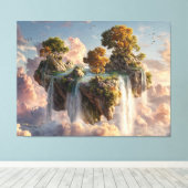 Toile Surreal Floating Cliffs With Waterfalls (Insitu (Plancher de Bois))