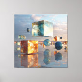 Toile Surreal Floating Cubes And Spheres (Recto)