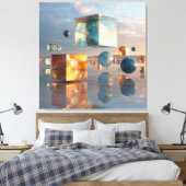 Toile Surreal Floating Cubes And Spheres (Insitu(Chambre))