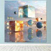 Toile Surreal Floating Cubes And Spheres (Insitu (Plancher de Bois))