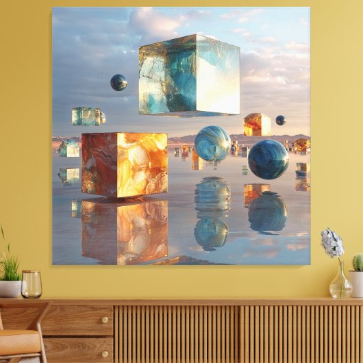 Toile Surreal Floating Cubes And Spheres (Insitu(Salon))