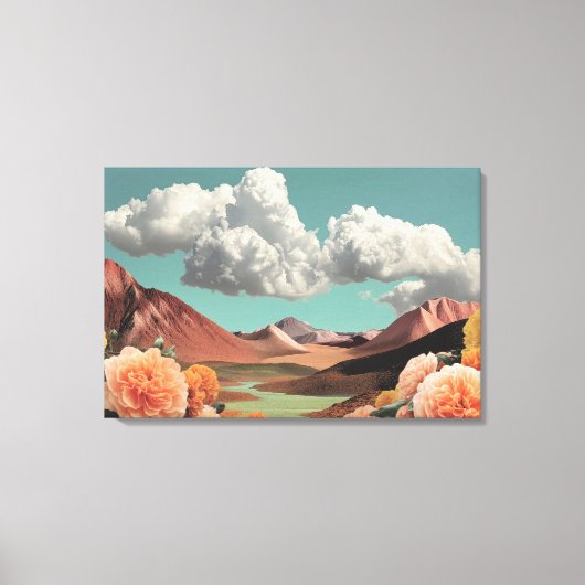 Toile Surreal Floral Mountainscape With Dramatic Clouds (Recto)