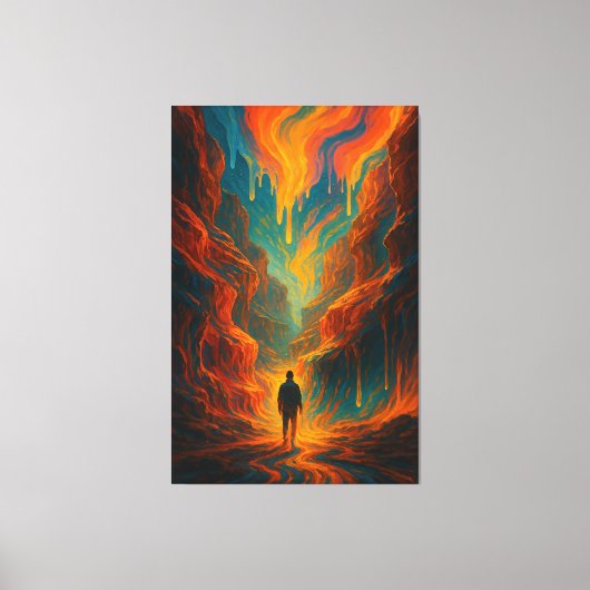 Toile Surreal Journey - Fire and Teal Art (Recto)
