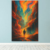 Toile Surreal Journey - Fire and Teal Art (Insitu (Plancher de Bois))