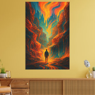 Toile Surreal Journey - Fire and Teal Art