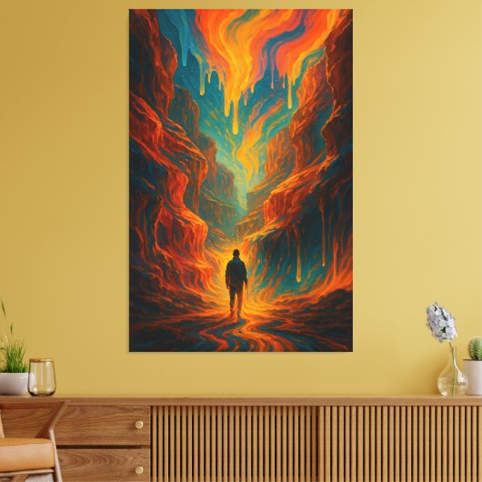 Toile Surreal Journey - Fire and Teal Art (Insitu(Salon))