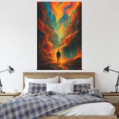 Toile Surreal Journey - Fire and Teal Art (Insitu(Chambre))