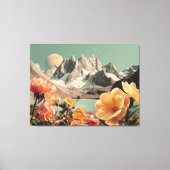 Toile Surreal Mountain Landscape With Blooming Flowers (Recto)