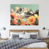 Toile Surreal Mountain Landscape With Blooming Flowers (Insitu(Chambre))