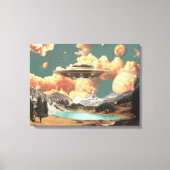 Toile Surreal UFO Above Mountain Lake with Planets (Recto)
