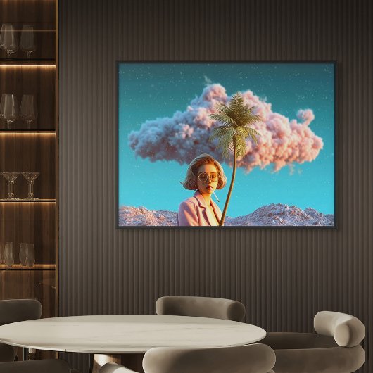 Toile Surreal Woman with Palm Tree