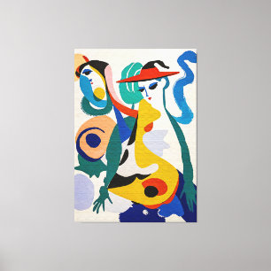 Toile Surréalisme vibrant figures cubistes Beaux-Arts