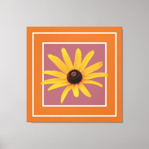 Toile Susan aux yeux noirs jaune sur rose marron moderne